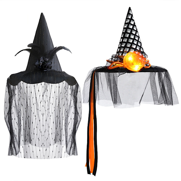 Halloween hat heksehat maskerade udklædningsfest dekoration rekvisitter lysende heksehat Black