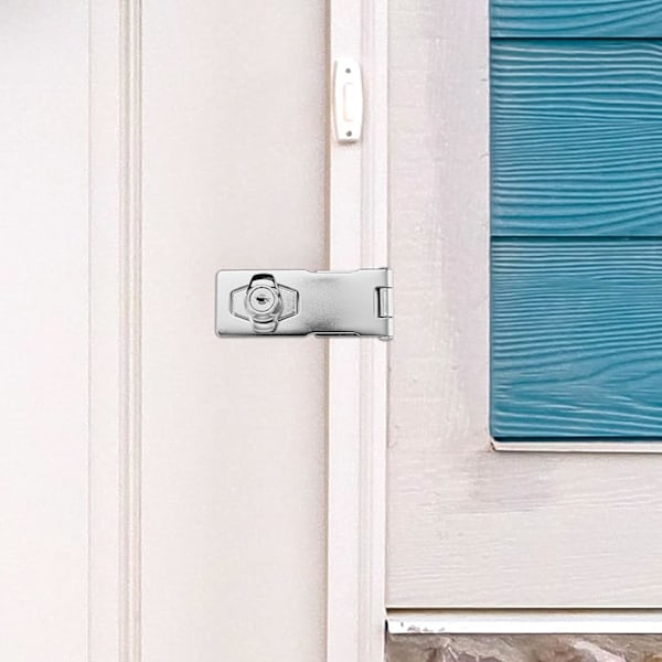 2-pack nyckellåsbara hasplås 4 tum vridknopp nyckellåsbart hasp rostfritt stål krompläterat hasplås med nyckel