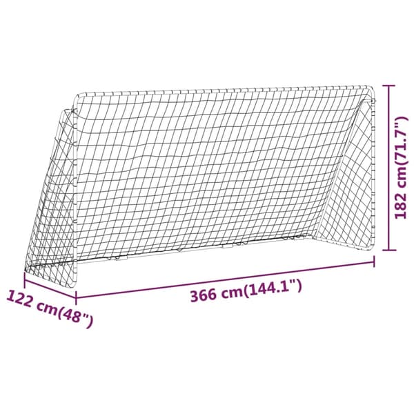 vidaXL Fodboldmål med net Hvid 183*91*91CM Stål Hvid