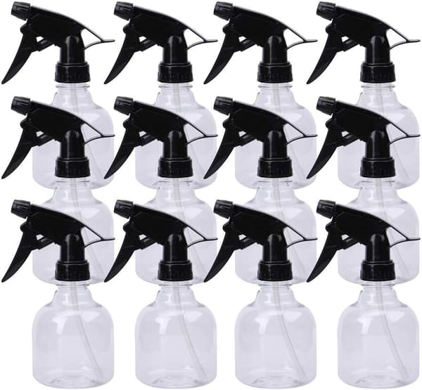 12-pack Klar Glas Sprayflaska Tom Plastsprayflaska med Trigger för Hemträdgård