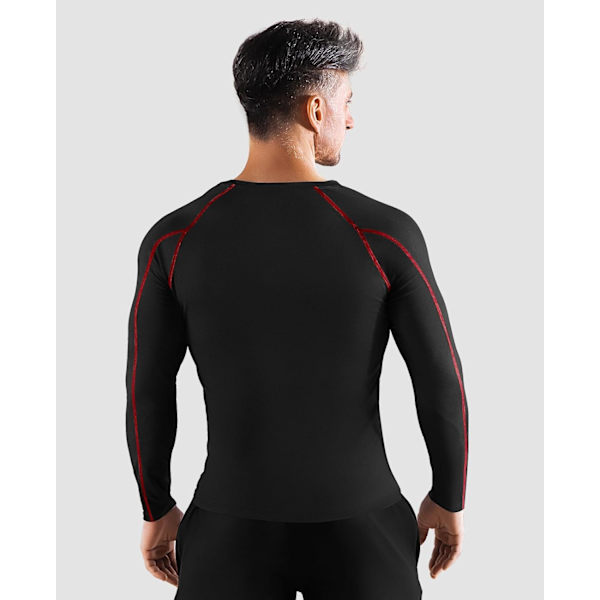 Pakke af Langærmede Løbetoppe til Mænd, Base Layer Kompressions Top T-Shirts, Hurtigtørrende Fugttransporterende Gym Atletisk Træning Workout Tee Shirts L Black+gray