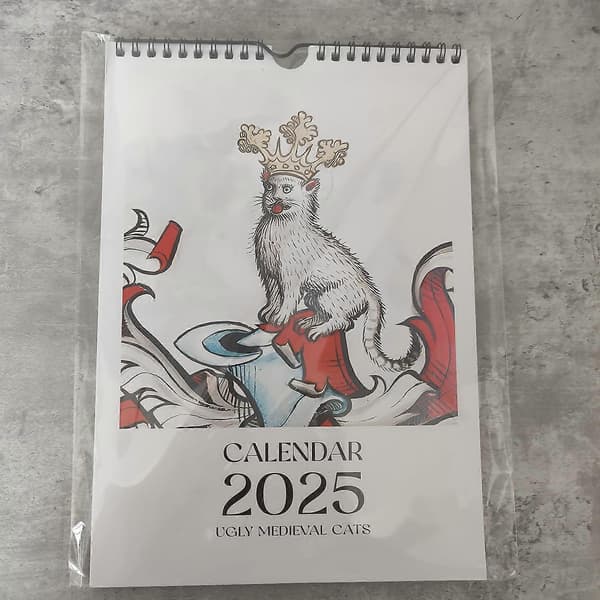 2025 Sprøtt Middelalderkatte Maleri Kalender Julegave