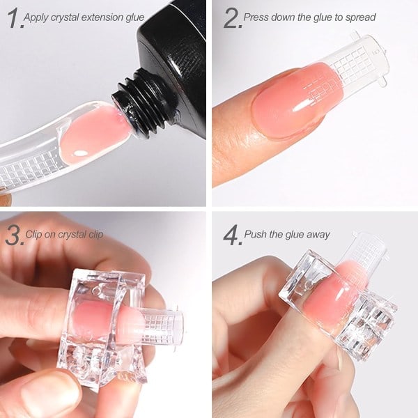 5 st klara nagelklämmor, polyimid för snabb gelbyggning, nageltippsklämmor plast fingerförlängningar UV LED-byggare för DIY manikyrkonst.