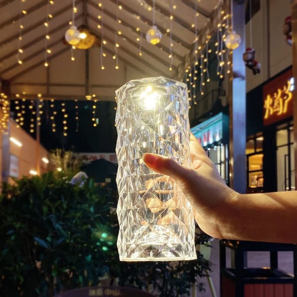 LED skrivebordslampe krystal, diamant sengelampe, roseformet stemningslampe