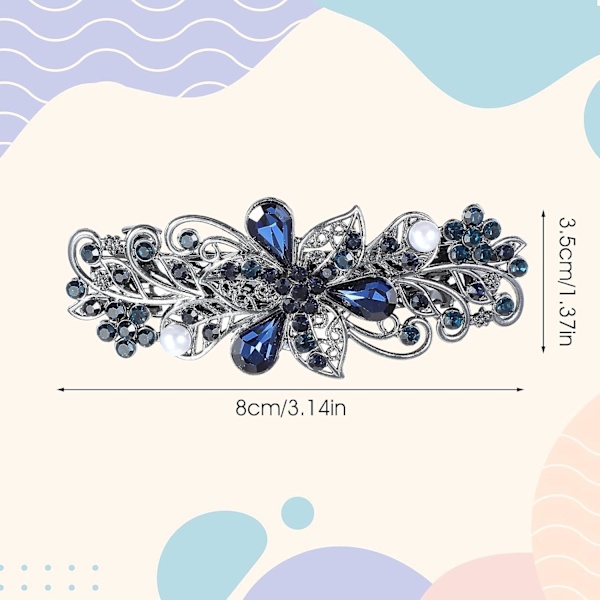 Luksuriøst blomster smykke design hårklemme, rhinestone blomster hårklemme hårklemme for kvinner og jenter hårklemme (Blå 1)