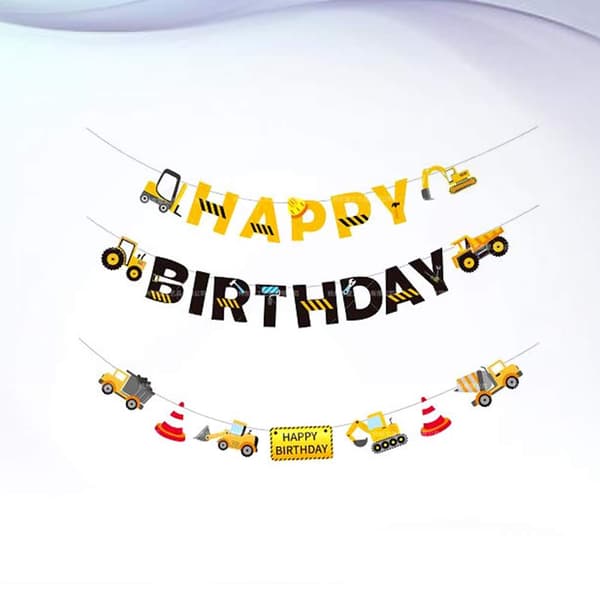 Gratulerer med dagen byggebil bunting krans 2 stk