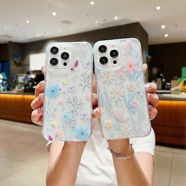 Friskt lite blomstrete deksel med limbeskyttelse for iPhone 15