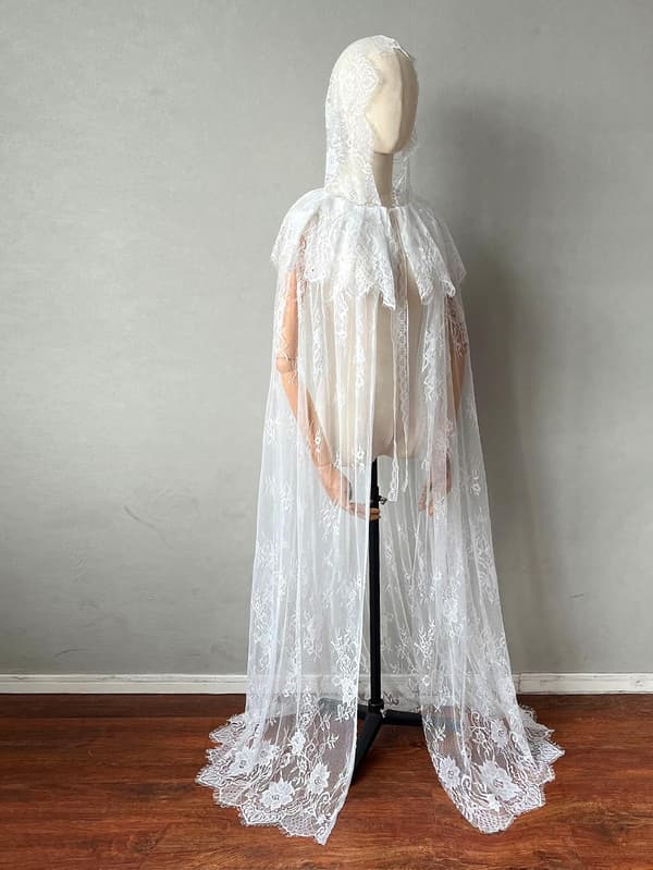 Halloween Kappe med Hætte Unisex Voksen Blondekappe Julekostumer White