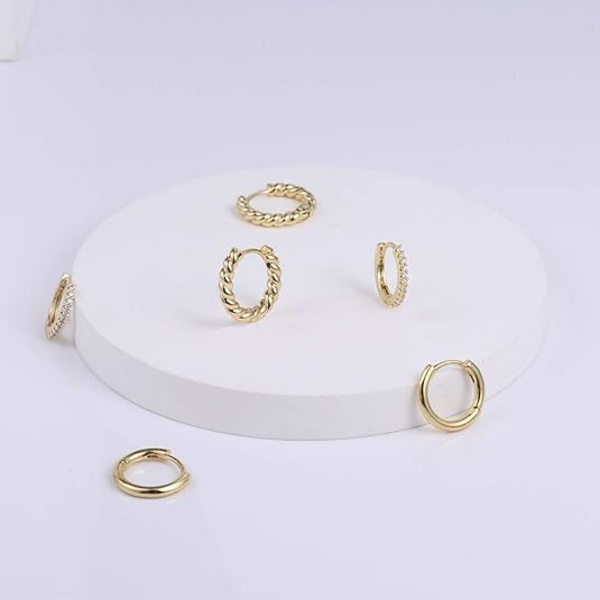 3 par små Huggie Hoop örhängen set Hypoallergena lätta Huggie Hoops örhängen för kvinnor flickor