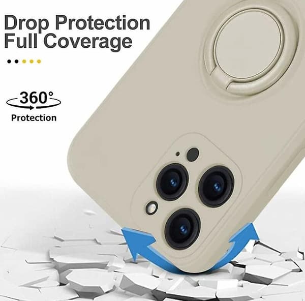 Vit. Passar Apple 12 Pro Max 6.7'' Silikonskal med Ring 360 Roterande Hållare för Apple - Magnetisk Bilhållare