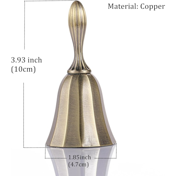 Superhög ren koppar guld handklocka, används för bröllopsklockor, lärarklassrumsklockor, middagsklockor, meditationsklockor, husdjursklockor Glossy