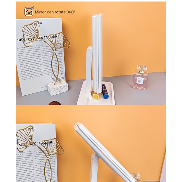Belyst Smink Spegel Toalett Spegel - 3 Färgbelysningslägen 70 LED-lampor Tri-fold Spegel, 1x/2x/3x Förstoring, Touchkontroll Design, Bärbar HD Frosted right angle