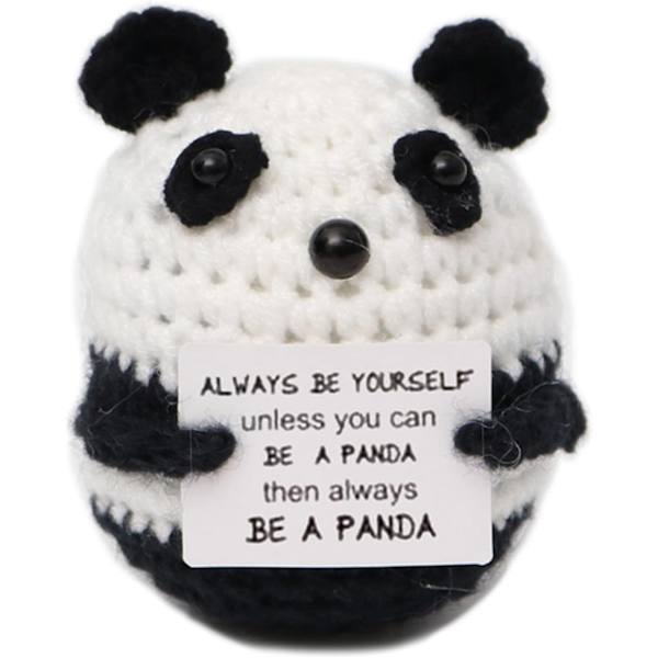 Roliga presenter Positiva Panda-presenter Söta stickade Panda med positiva ord, Positiv present till Alla hjärtans dag Födelsedag, till flickvän pojkvän
