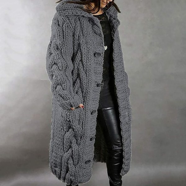 Mörkgrå S-storlek kofta stor tröja kappa damkläder Dark grey S