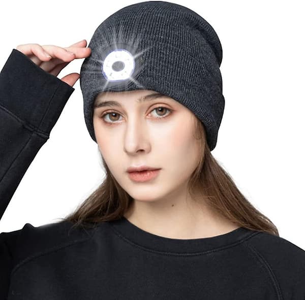 Beanie-lue med lys 5 LED