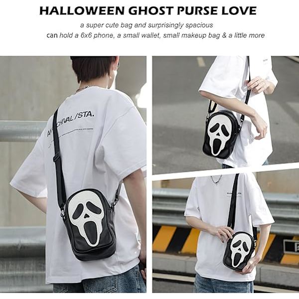 Pumpalykta Crossbody Väska, PU-Läder Nyhet Spökväska Söt Spooky Season Gothic Axelväska för Kvinnor