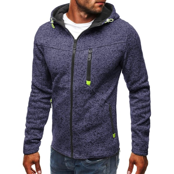 Herre hettegensere Sweatshirt Glidelås Lette jakker 3 Blue XL