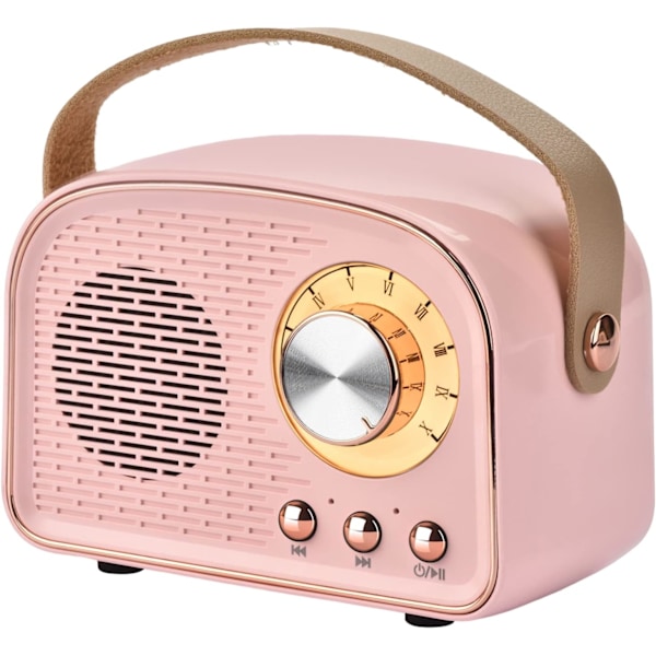 Bluetooth-højttaler, trådløs vintage-højttaler, trådløs bærbar Bluetooth-højttaler understøtter TWS-parring/U-disk/TF-kort/AUX Pink