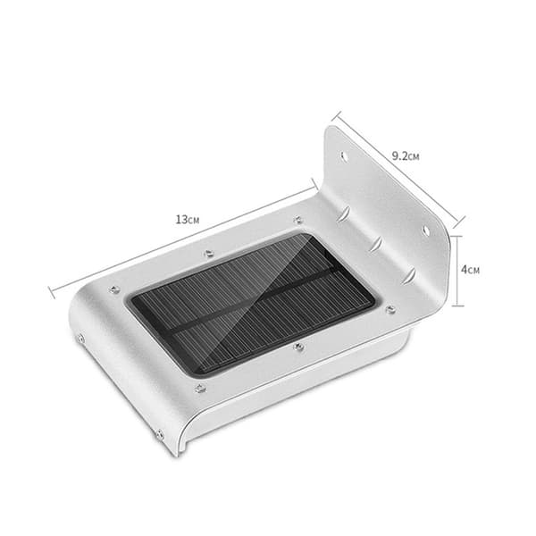 Solcellsdriven vägglampa med 16 LED-lampor, rörelsesensor, utomhusbelysning