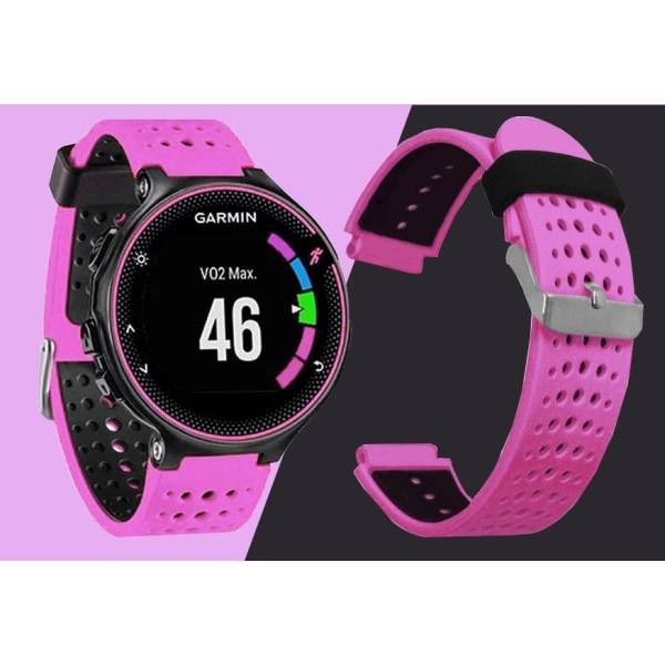 Bred 22 mm tofarvet silikonestrop med Garmin Forerunner 235 16 farver tilgængelige pinkish-black