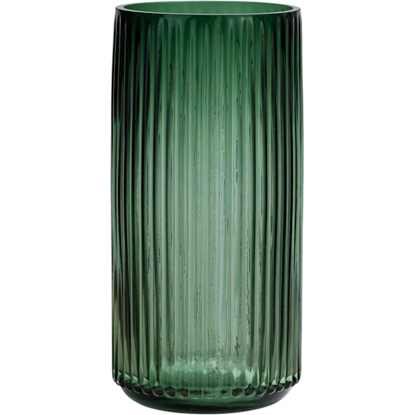 Blomster Vase 9,7 tommer Grøn Tykk Håndblæst Glas Vase Rund Vintage Stribet Flasker til Bogreol, Spisebord, Indendørs Kontor Skrivebord, Mødelokale