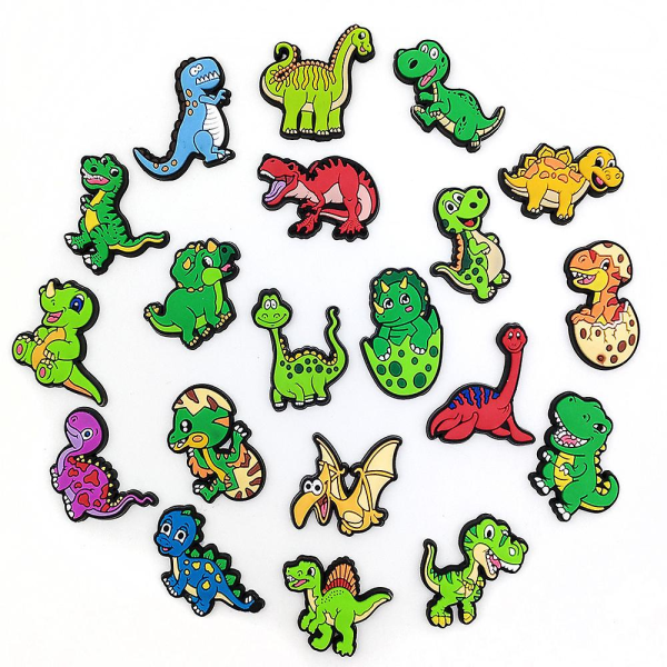 20 kpl Dinosaurusteemaisia Crocs-kenkien koristeita tee-se-itse-puukenkien sandaalien koristeluun Kenkien lisävarusteet Lahjasetti