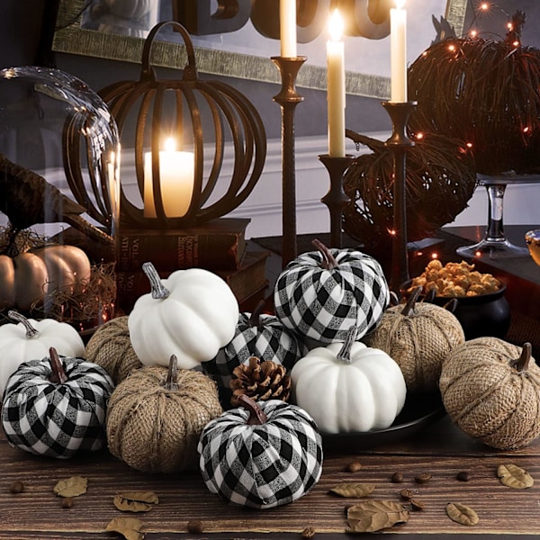 12 stycken Mini Höst Dekorativa Pumpor för Utomhus, Halloween Dekorativa Pumpor