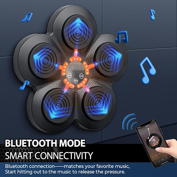 Musikkboksing, bærbar veggmontert elektronisk bokseenhet hjemme, smart Bluetooth-musikk elektronisk bokser, boksegave for barn og voksne. A+Boxing gloves