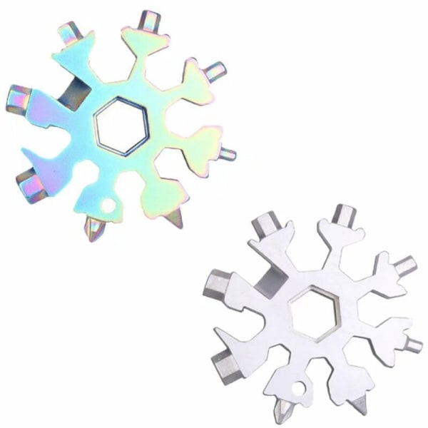 Multifunksjonell snønøkkel multi-vinkel høykarbonstål multifunksjonell bærbar (naturlig farge åttekant + farge åttekant) vit