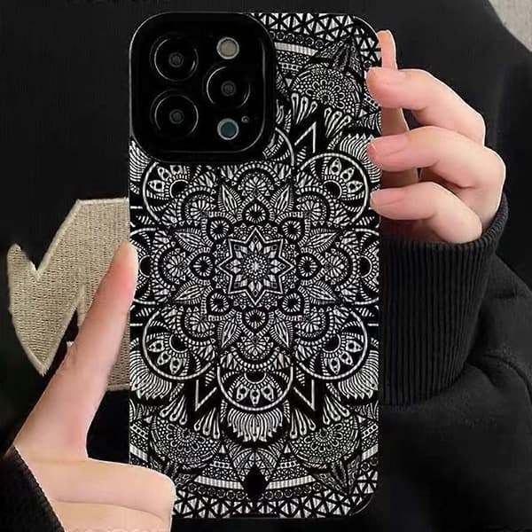 Skal för iPhone 16 Pro Max Mörkt Totem Mönster PU Läder+TPU Baksida