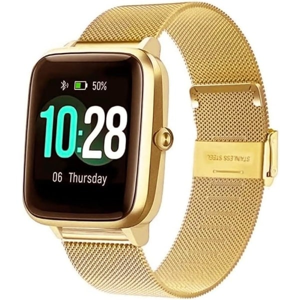 Mesh vävd metallklockarmband för män kvinnor universellt smartklockarmband för Seiko-klockor 18 mm guld