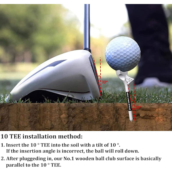 10 st oförstörbara golftee, 10 grader, professionella golftee i plast, slitstarka, ökar avståndet, golftillbehör