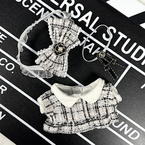 1 LABUBU kjole, hvit chambray (hodeplagg + kjole + sløyfe)^^ou 9 9