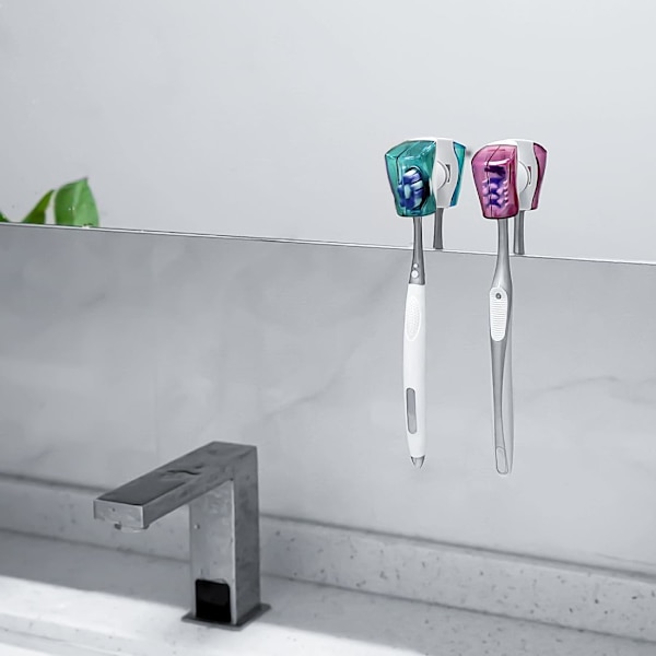 3 st Resetoothborsthuvudskydd med Sugkopp Bärbar Väggmonterad Tandborsthållare, Tandborsthuvudskyddsfodral Lätt att Ta Med på Resa, Utomhus