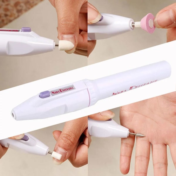 Elektrisk nagelfil - 5x huvuden vit