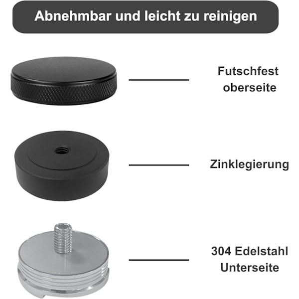 thirei Kaffefordeler, 51mm 304 Rustfritt Stål Kaffe Nivålerer, Malt Kaffe Nivåleringsverktøy, Svart 51MM