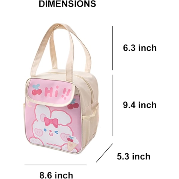 Söt lunchväska för kvinnor, japansk animeisolerad kylväska, söt lunchlåda (valp) Ice cream bunny
