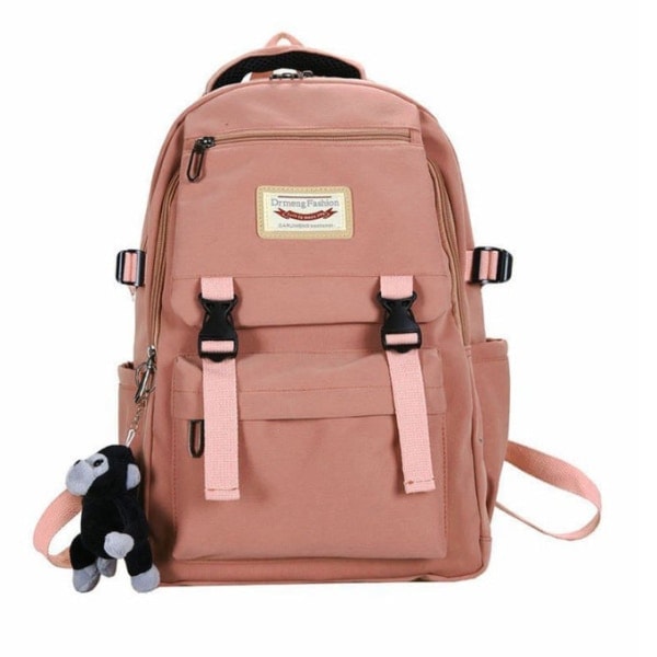 Ryggsäck Dam Flicka Axelväska Skolväska Koreansk Mellanstadieelev Universitetsstil Gymnastikväska Rosa Pink