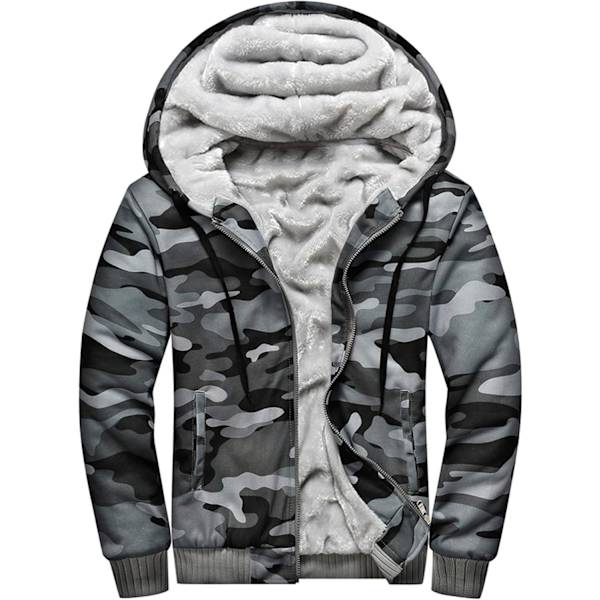 Herr Pullover Termisk Sherpa Fodrad Jumper Jackor Vinter Träning Fleece Hoodie Full Zip Ull Varm Tjock Rockar Ytterkläder 919army Gray XL
