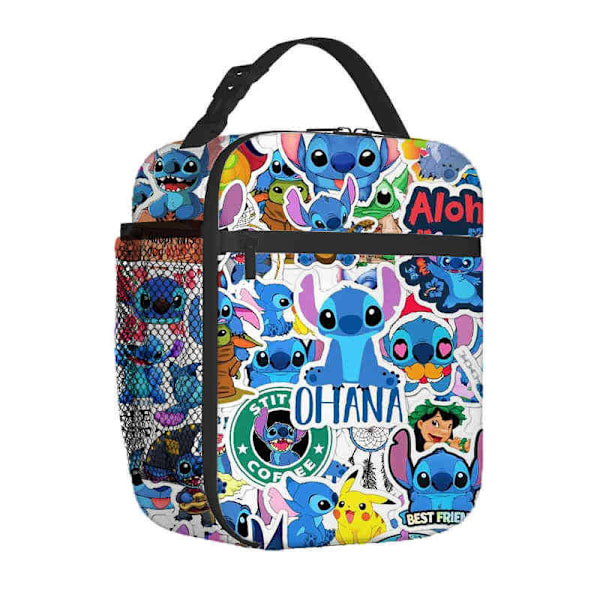 Pojkars Flickors Stitch Lunchbox Bärbar Isolerad Lunchväska Återanvändbar Isolerad Lunchbox Måltidsväska Skola Vandring Picknick LB4