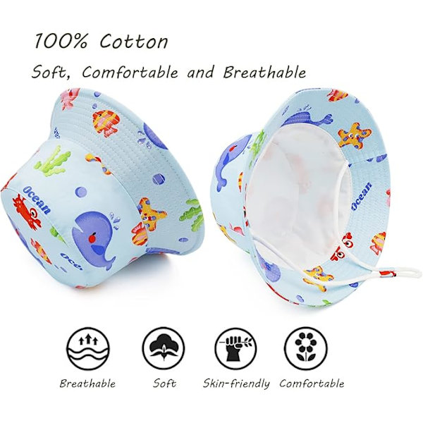 Sombrero de sol de verano, sombrero de playa de algodón puro, estampado de frutas animales de dibujos animados unisex octopus