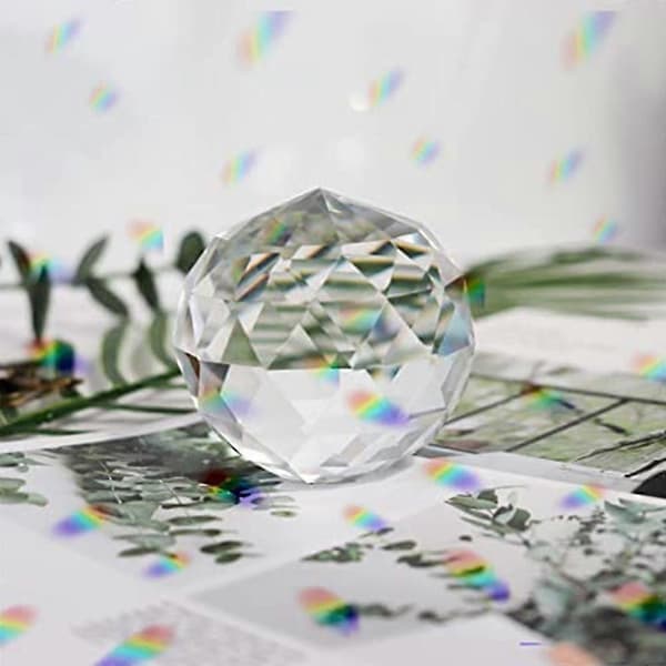 2.36\"/60mm Klar Glasskrystallkule, Stor Krystallprisme Solfangerkule, Hjem Hotell Dekorasjon