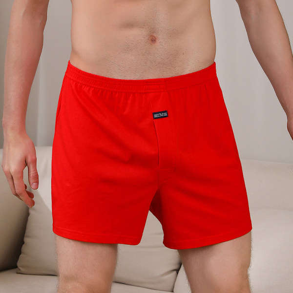 Herre bomullsundertøy løse boksere Pluss størrelse høyt liv bomull sommer fete shorts boksere red 3XL