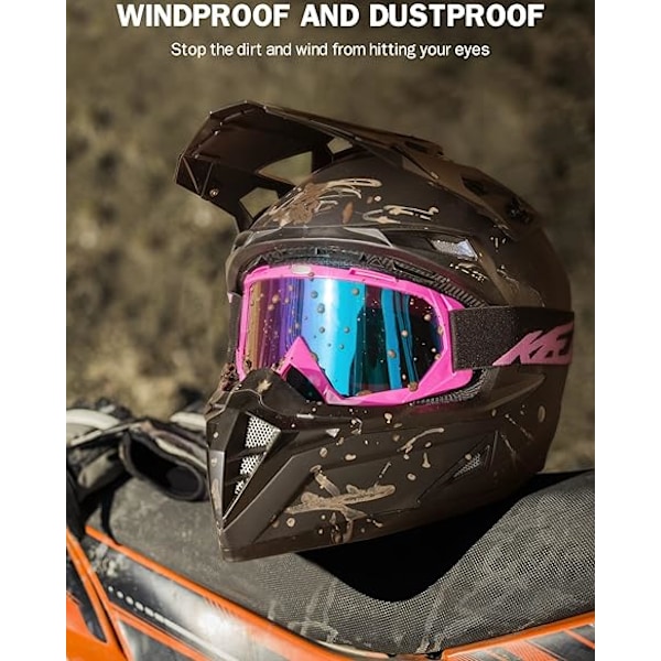Dirt Bike Briller Motocross Briller Anti UV Ridebriller pink