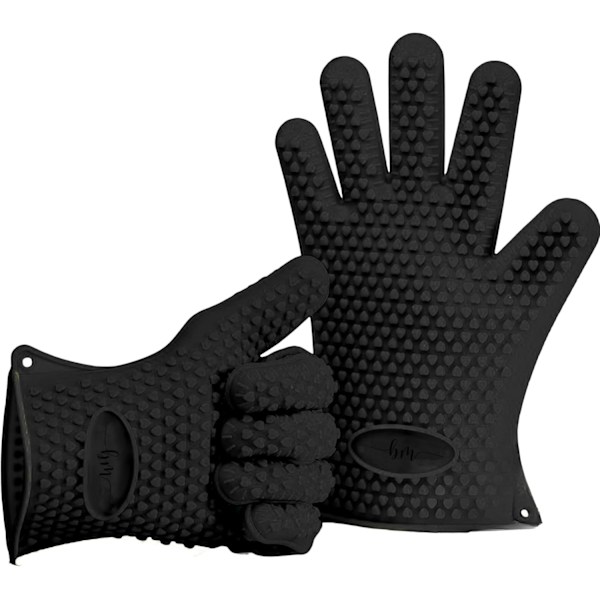 2 Silikonugnsvantar för kök, grillhandskar, set, par, grytunderlägg, ugnshandskar värmebeständiga svarta Black