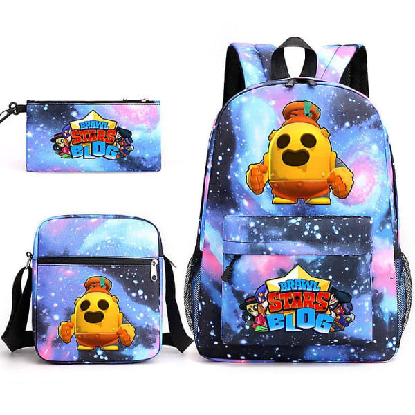 BRAWL STARS Wilderness Combat Three-Piece Backpack Set for Male and Female Students Shoulder Pad Backpack Style 1