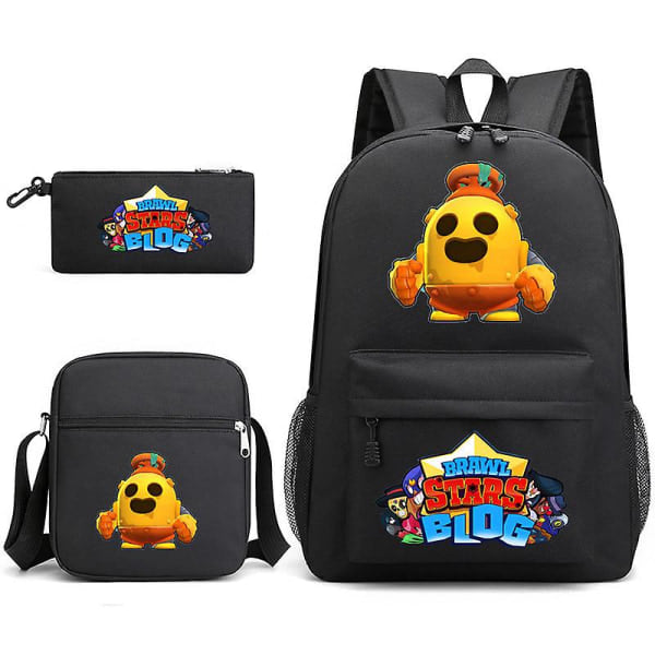 BRAWL STARS Vildmarksstrid Trestyckss Ryggsäck Set för Manliga och Kvinnliga Studenter Axelskydd Ryggsäck Stil 10 Style 10