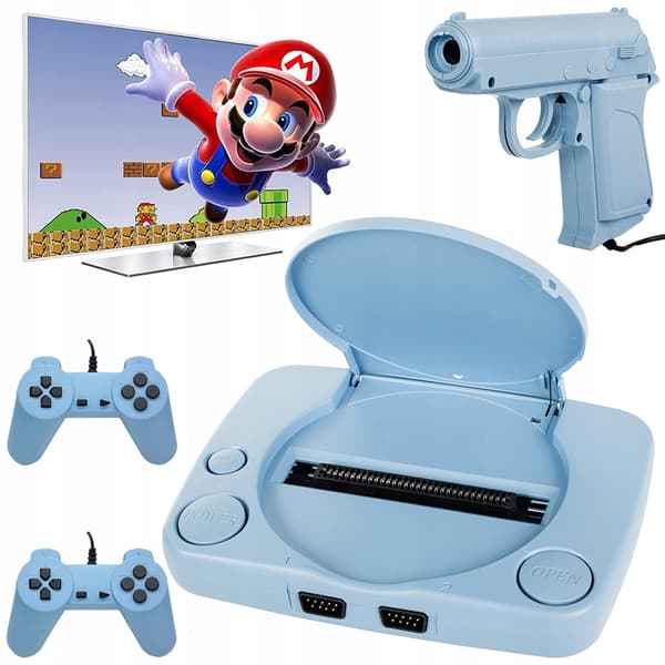 Videospill Retro Konsoll + Pistol 2X Kontrollere + 9999 Spill