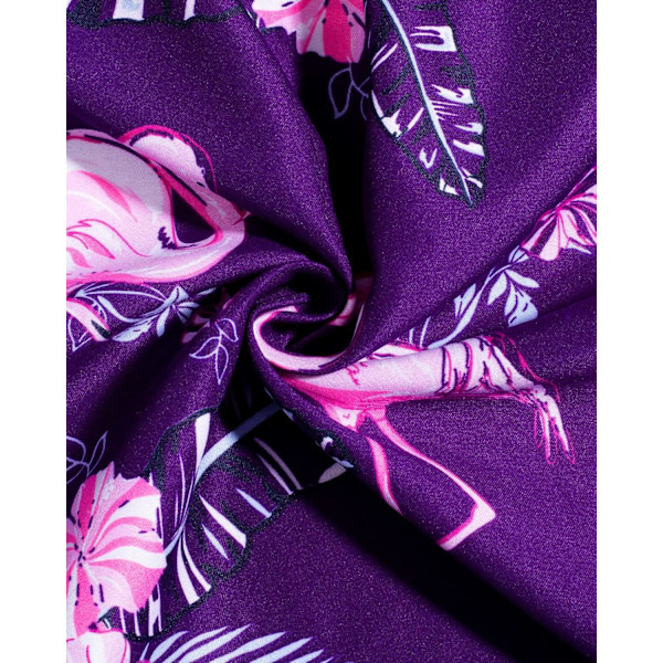 Herr Hawaiian skjorta och shorts set Regular Fit kortärmad casual funky strand flamingo skjorta set M Purple Flamingo