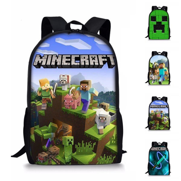 Minecraft Rygsæk Til Børn Studerende Skole Tasker Skuldertaske D D